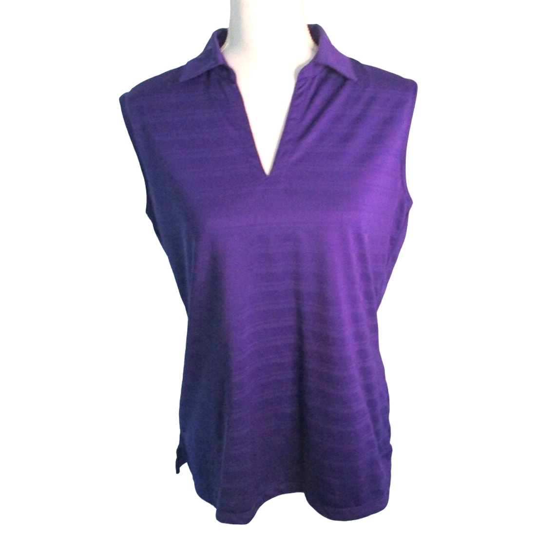 Lady Hagen Women's Hydro Dry Purple Sleeveless Stretch Polo Shirt Size Large